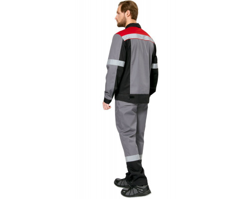 Куртка мужская летняя "Виват" серо-черно-красная