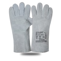 Краги спилковые пятипалые серые